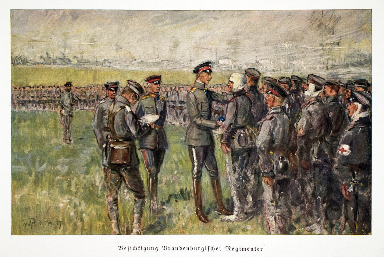 ウィリアム、ドイツの皇太子、フィールド、パブで負傷した軍を訪問。サードメアリー1917 作： ウィリアム・フリードリヒ・ゲオルグ・パプ
