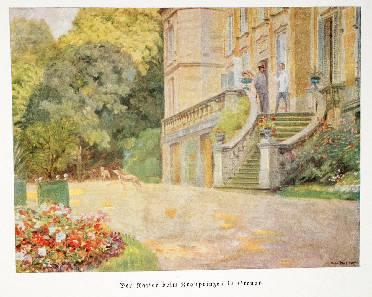 ウィリアム、ドイツ皇太子、テナンのカイザーとパブ。 1918（カラーリトグラフ） 作： ウィリアム・フリードリヒ・ゲオルグ・パプ