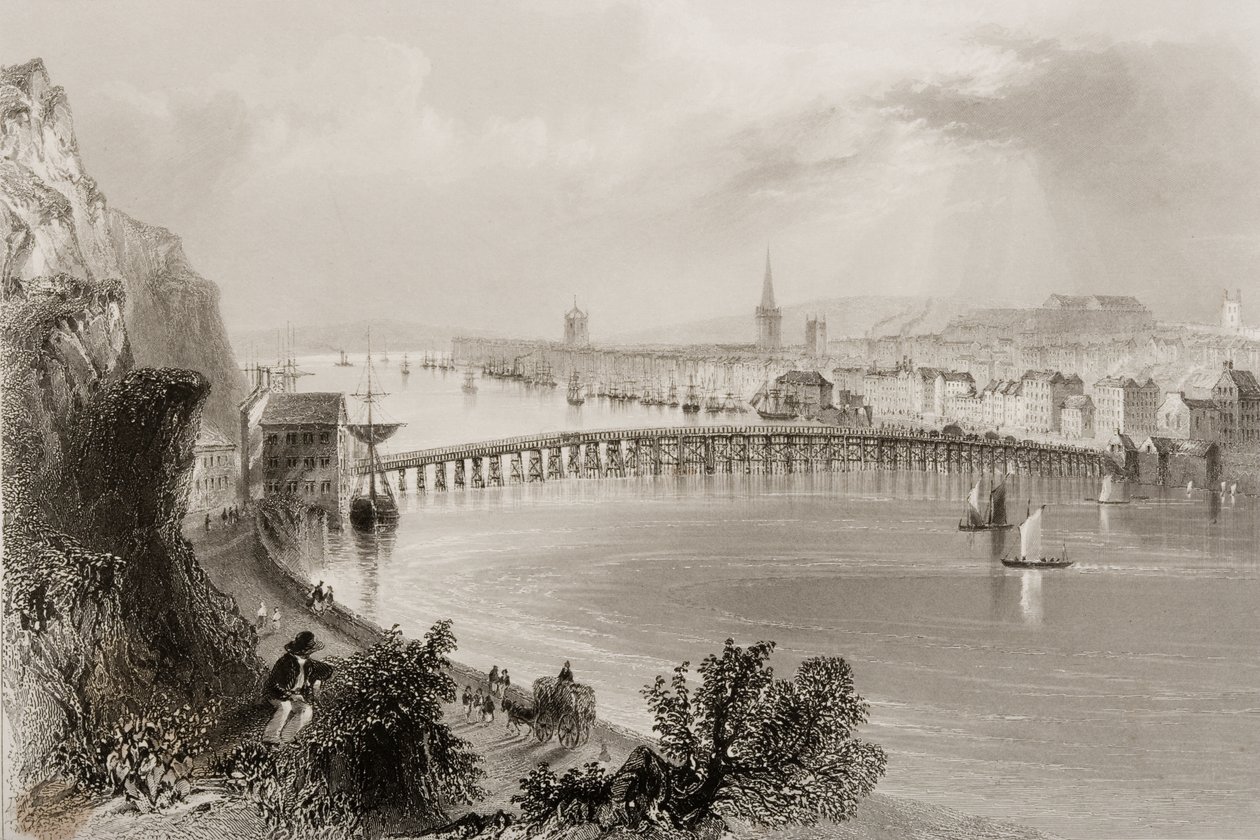 ジョージヴァーチュー作「アイルランドの風景と古代」（1860年代）より、アイルランドのウォーターフォード 作： ウィリアム・ヘンリー・バートレット