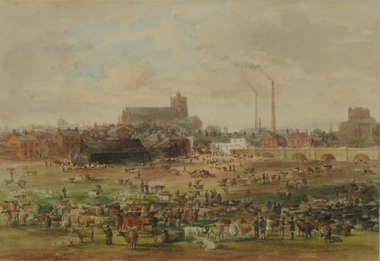 砂、カーライル-牛市場、1864（紙にトイレ） 作： ウィリアム・ヘンリー・ナッター