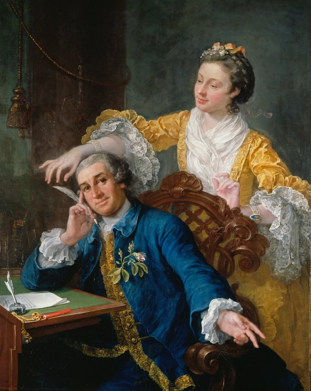 デビッドギャリック（1717-79）と妻のエヴァマリアヴェイゲル、ラヴィオレットまたはヴィオレッティ（1725） 作： ウィリアム・ホガース