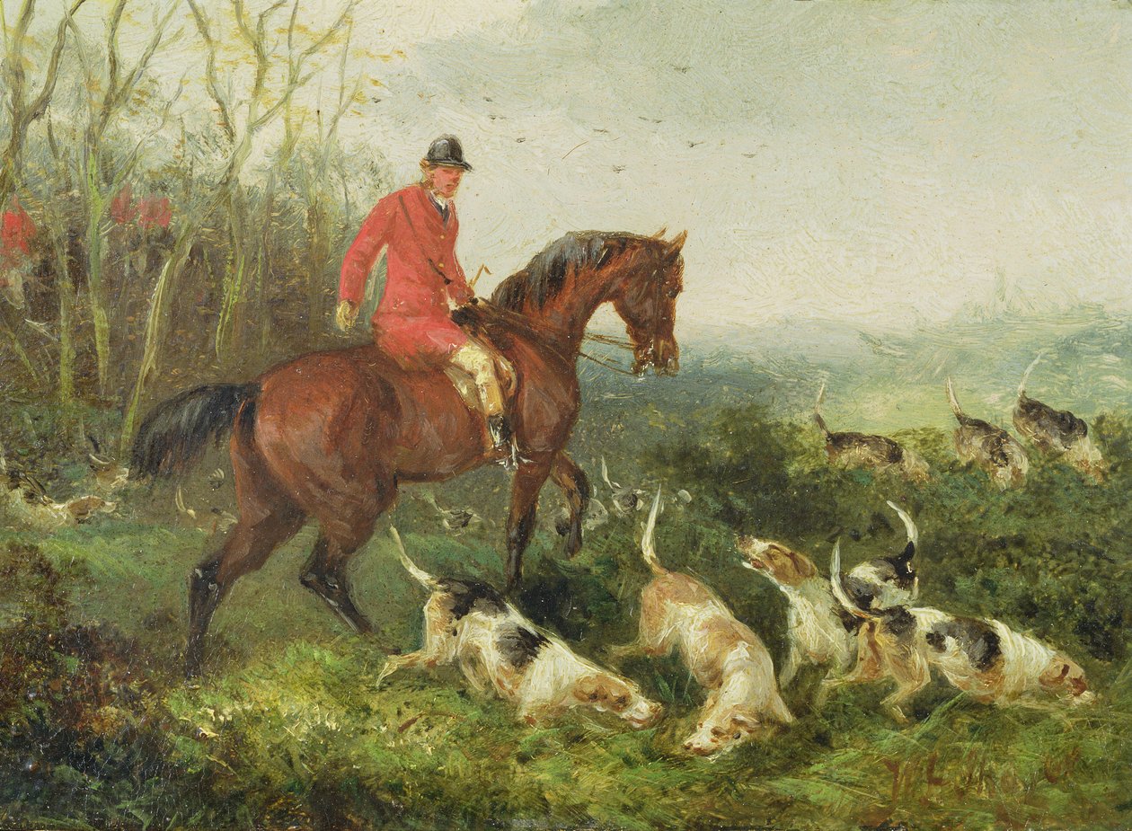 Foxhunting：カバー（ミルボードに油彩） 作： ウィリアム・ジョセフ・シェイヤー