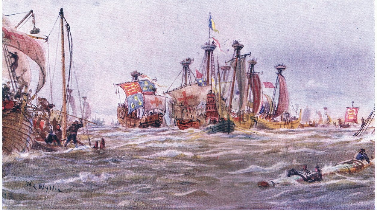 スライズの戦い1340 AD、1915 作： ウィリアムライオネルワイリー