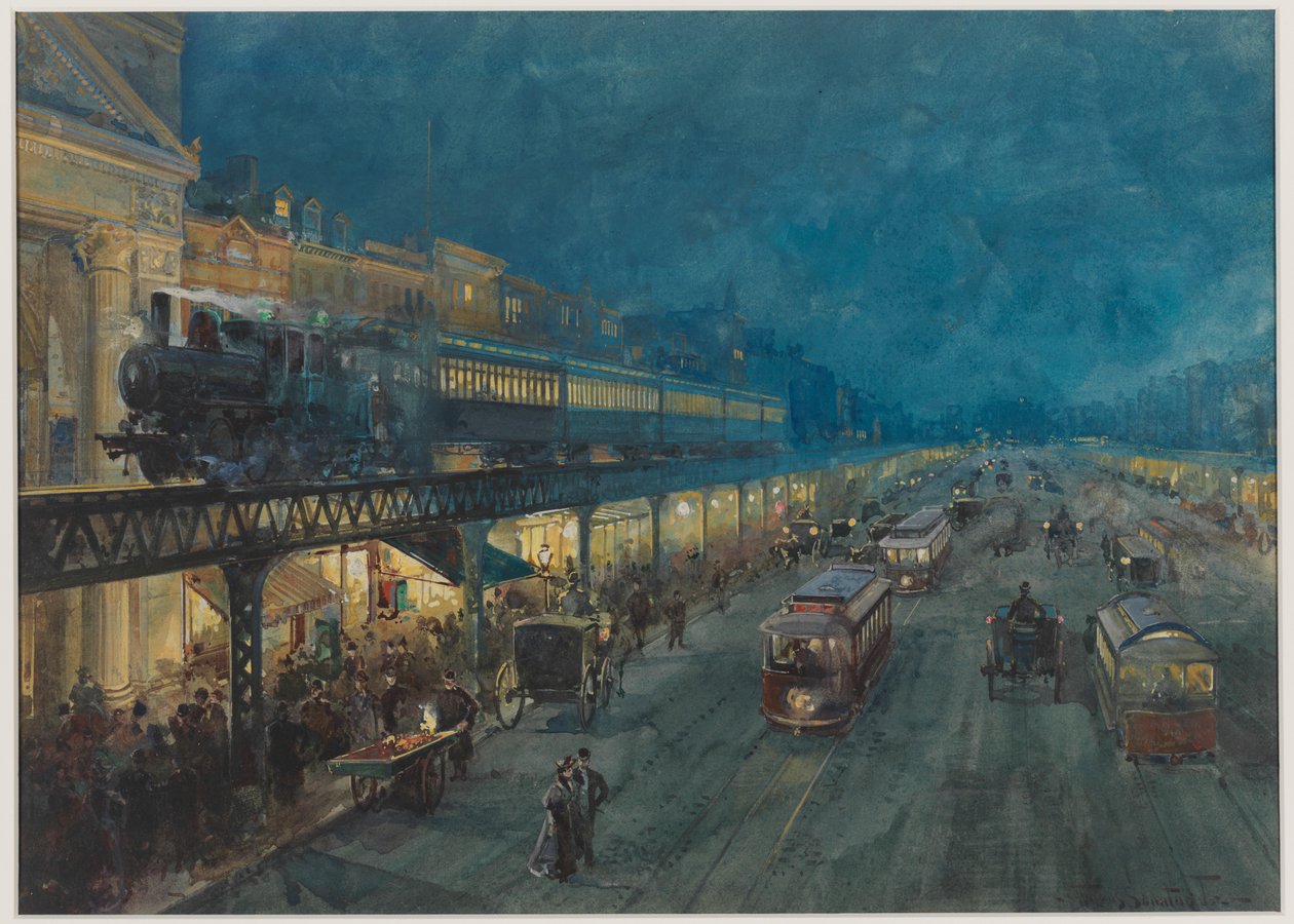 夜のバワリー、1895 作： ウィリアム・ルイス・ジュニア日曜日