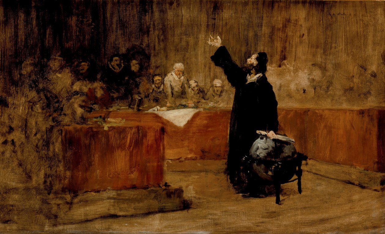 サラマンカ公会議の前にコロンバスのためにスケッチする、1876年頃 作： ウィリアム・メリット・チェイス