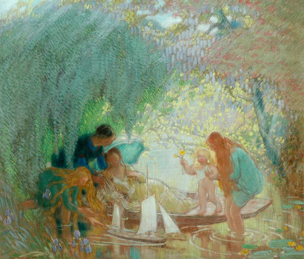 1915年と1925年の子供時代（紙に油彩） 作： ウィリアム・シャクルトン
