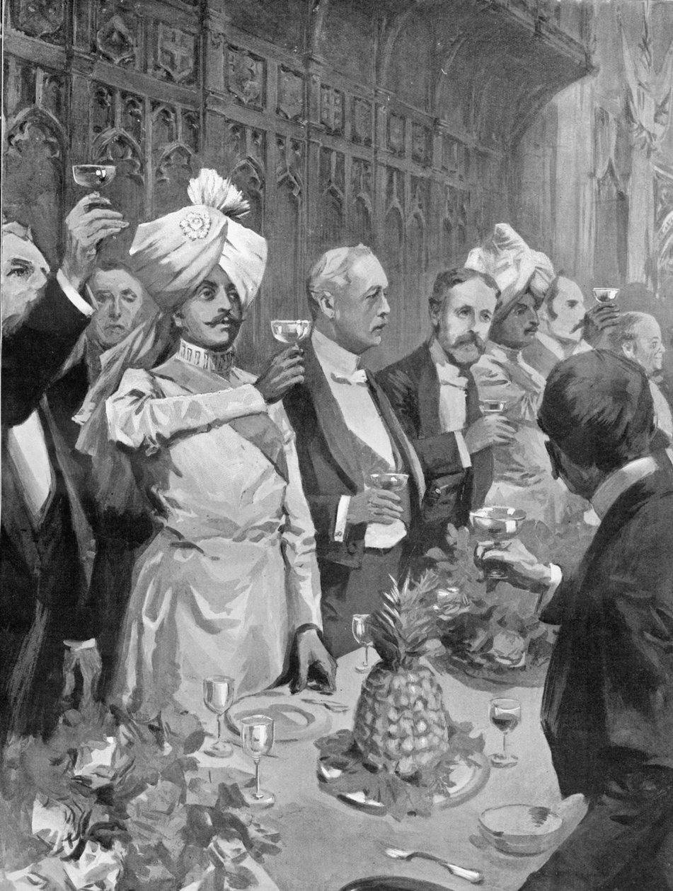 ギルドホールでの帝国戴冠式の宴会、「グラフィック」のイラスト1902年7月19日 作： ウィリアム・T・モード