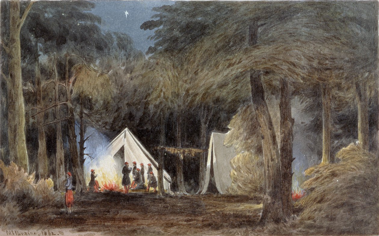 1862年、バージニア州デュリアのズアーブの野営地（紙とトイレとガッシュ） 作： ウィリアム・ザ・ヤング・マシルヴェイン