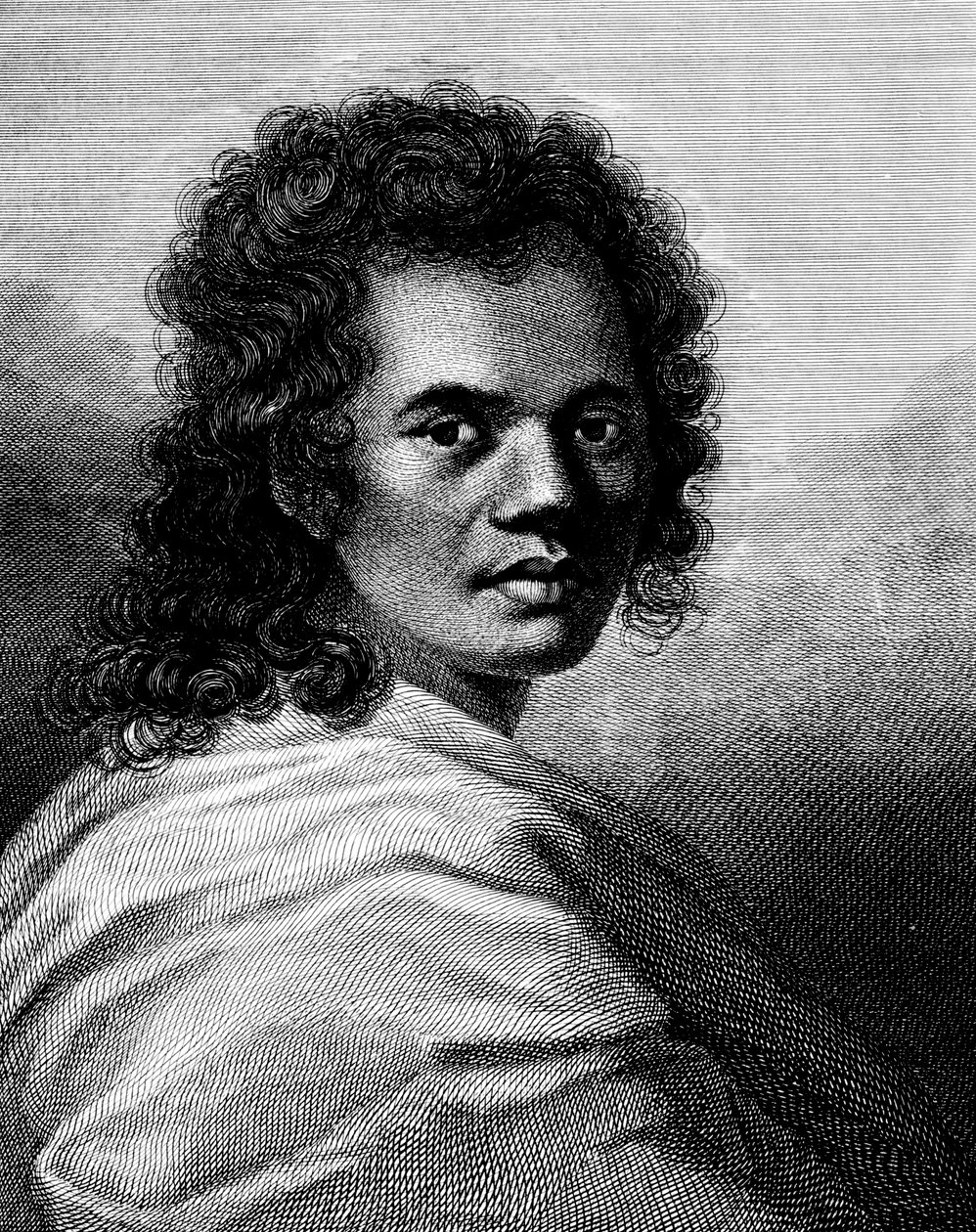 J.コールドウォールによって刻まれたオマイ、1777 作： ウィリアムホッジス
