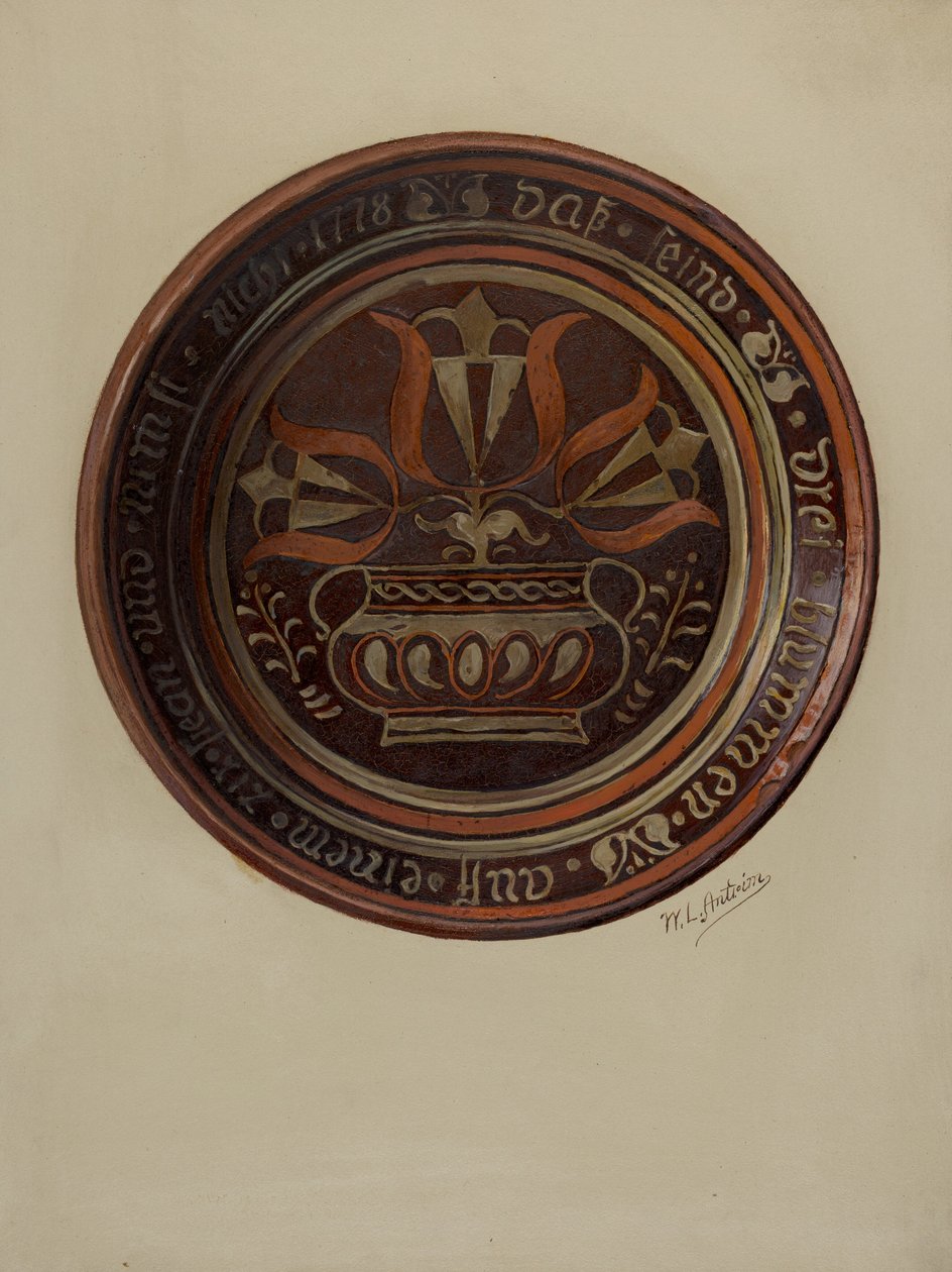 パ。German Dish, c. 1937. 作： ウィリアムLアントリム