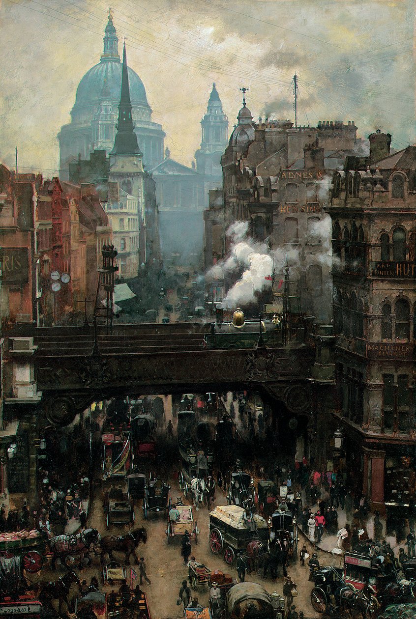 セントポールとラドゲートヒル、1887年頃 作： ウィリアム・ログスデール