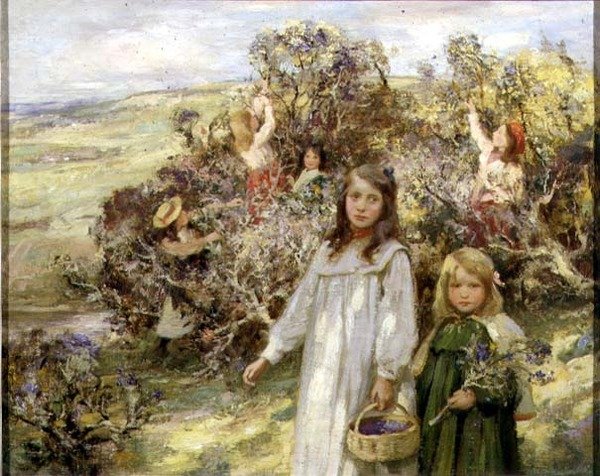 Gathering Blackberries（油彩・キャンバス） 作： ウィリアム・スチュワート・マクジョージ