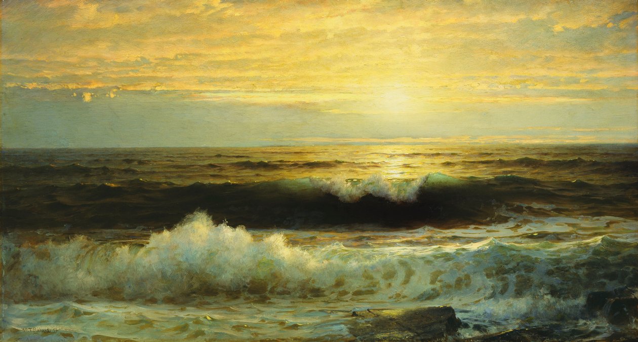 オレンジ色の夕日、1897年 作： ウィリアム・トロスト・リチャーズ