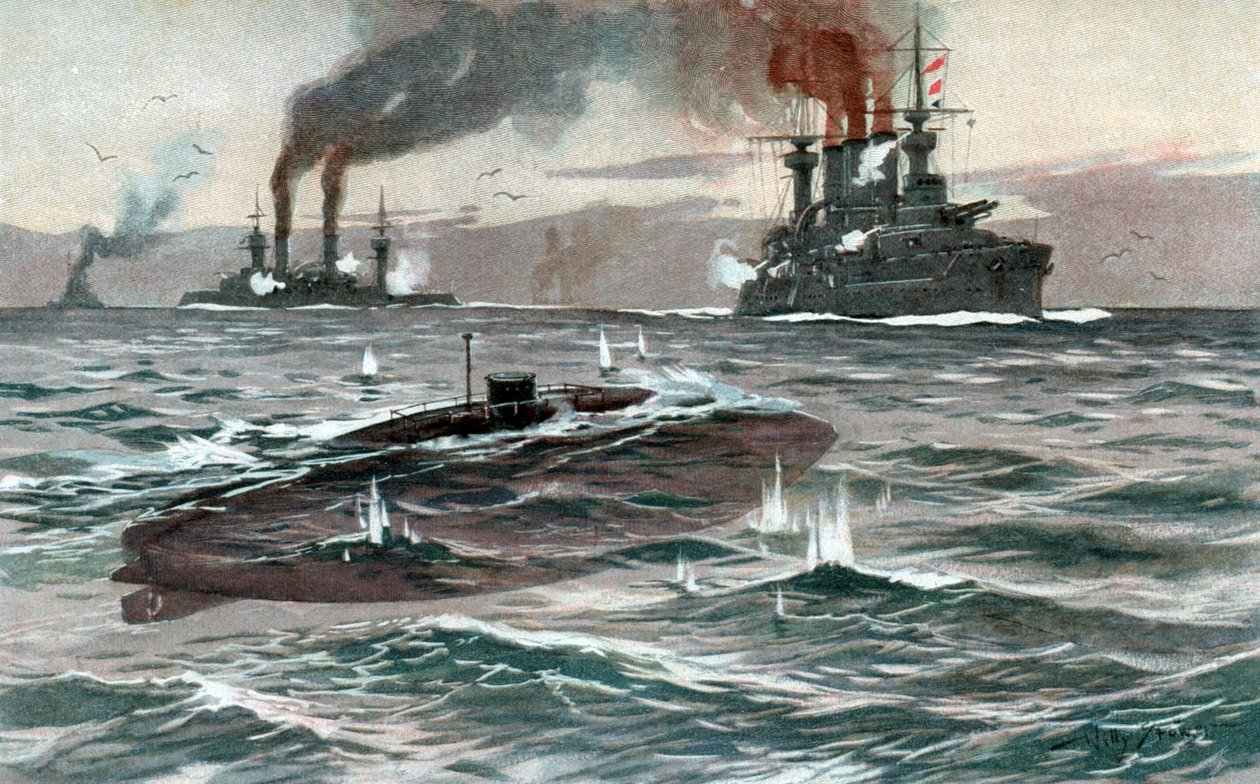 潜水艦 1905年頃（水彩画） 作： ウィリー・ストーワー