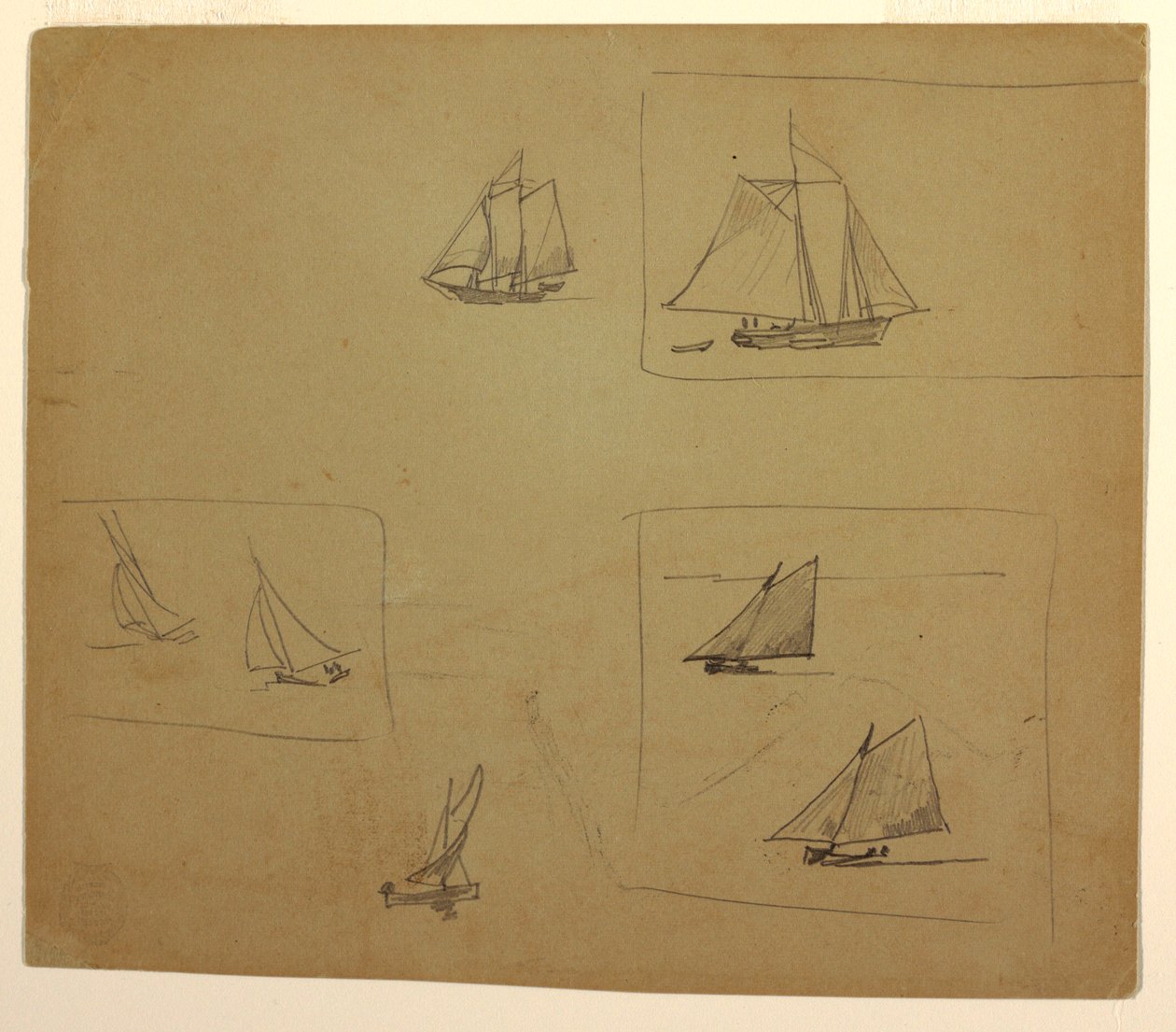 素描、帆船のスケッチ、1881-82年 作： ウィンスロー・ホーマー