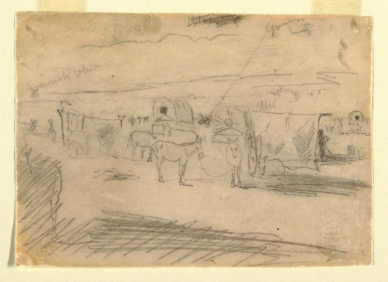 1862年、陸軍荷馬車列の図面 作： ウィンスロー・ホーマー