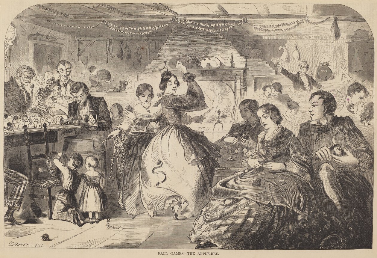 秋のゲーム - 1859年に発行された「The Apple-Bee」。 作： ウィンスロー・ホーマー