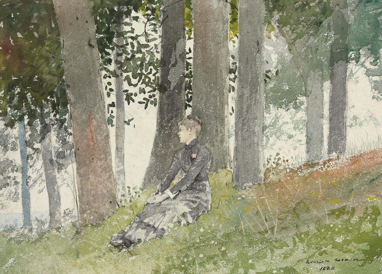 木立の中に座る少女 作： ウィンスロー・ホーマー