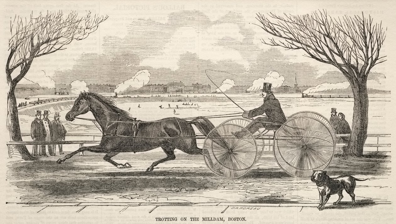 1859年、ボストンのミルダムを駆け巡る。 作： ウィンスロー・ホーマー