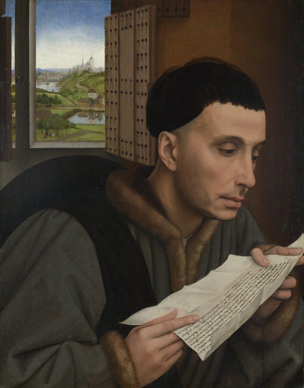 読書する男（Saint Ivo？） 作： ロジェ・ファン・デル・ウェイデンのワークショップ