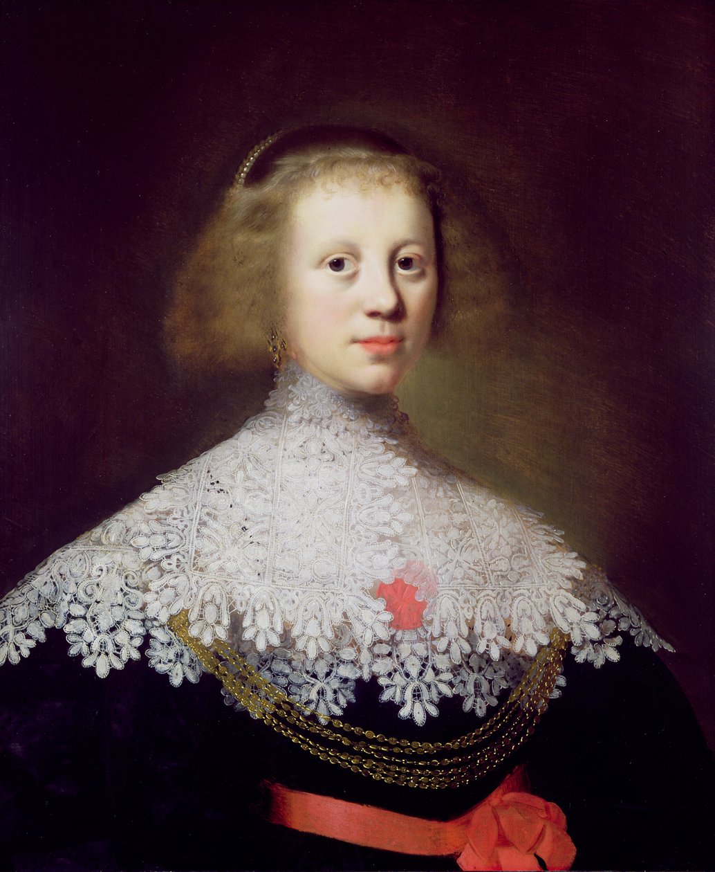 若い女性の肖像画 作： ワイブランド・シモンズ。ド・ゲースト