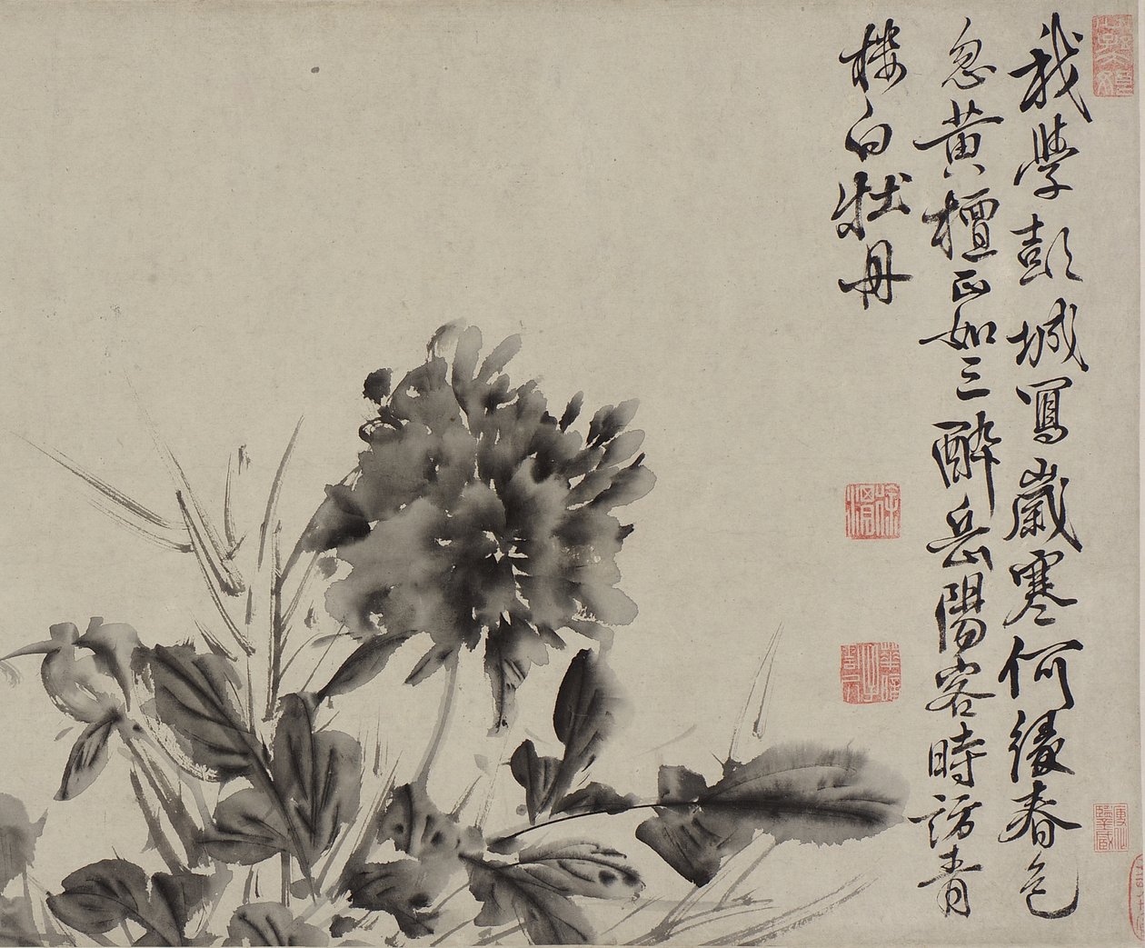 12の花と詩、明朝（紙にインク） 作： 徐偉