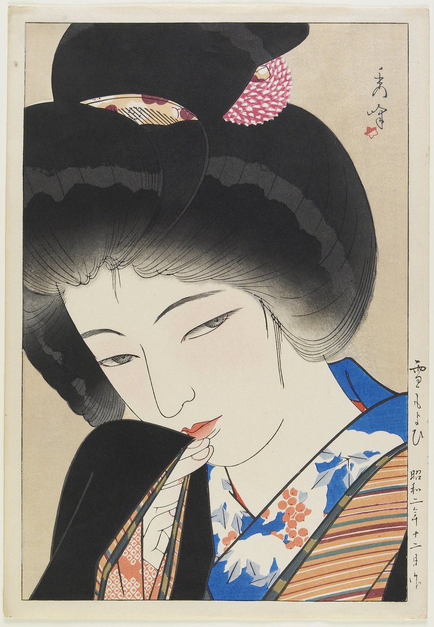 接近する雪、1927年12月（カラー木版画） 作： 山川修歩