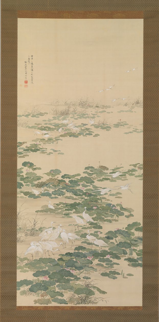 蓮池の白鷺（1852年 作： 山本バイイツ