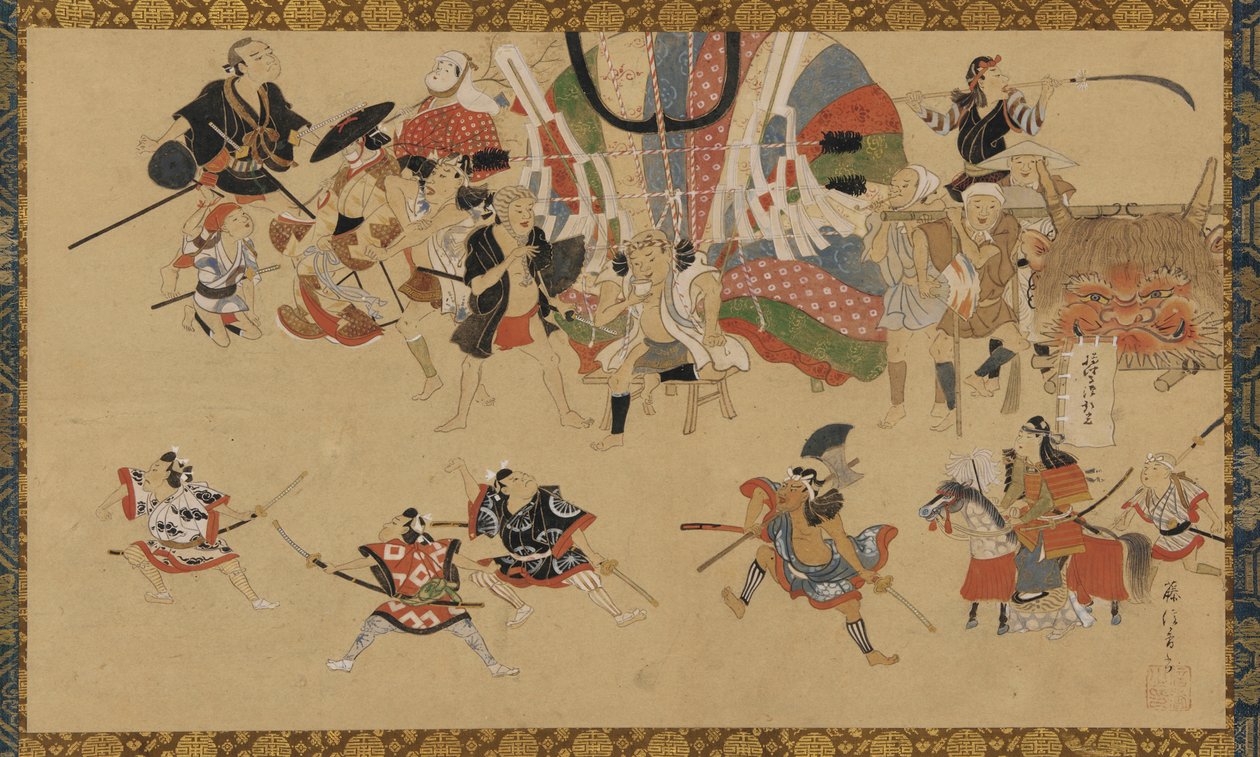祭りの最中の街の風景、1750-70年頃。 作： 山本藤信