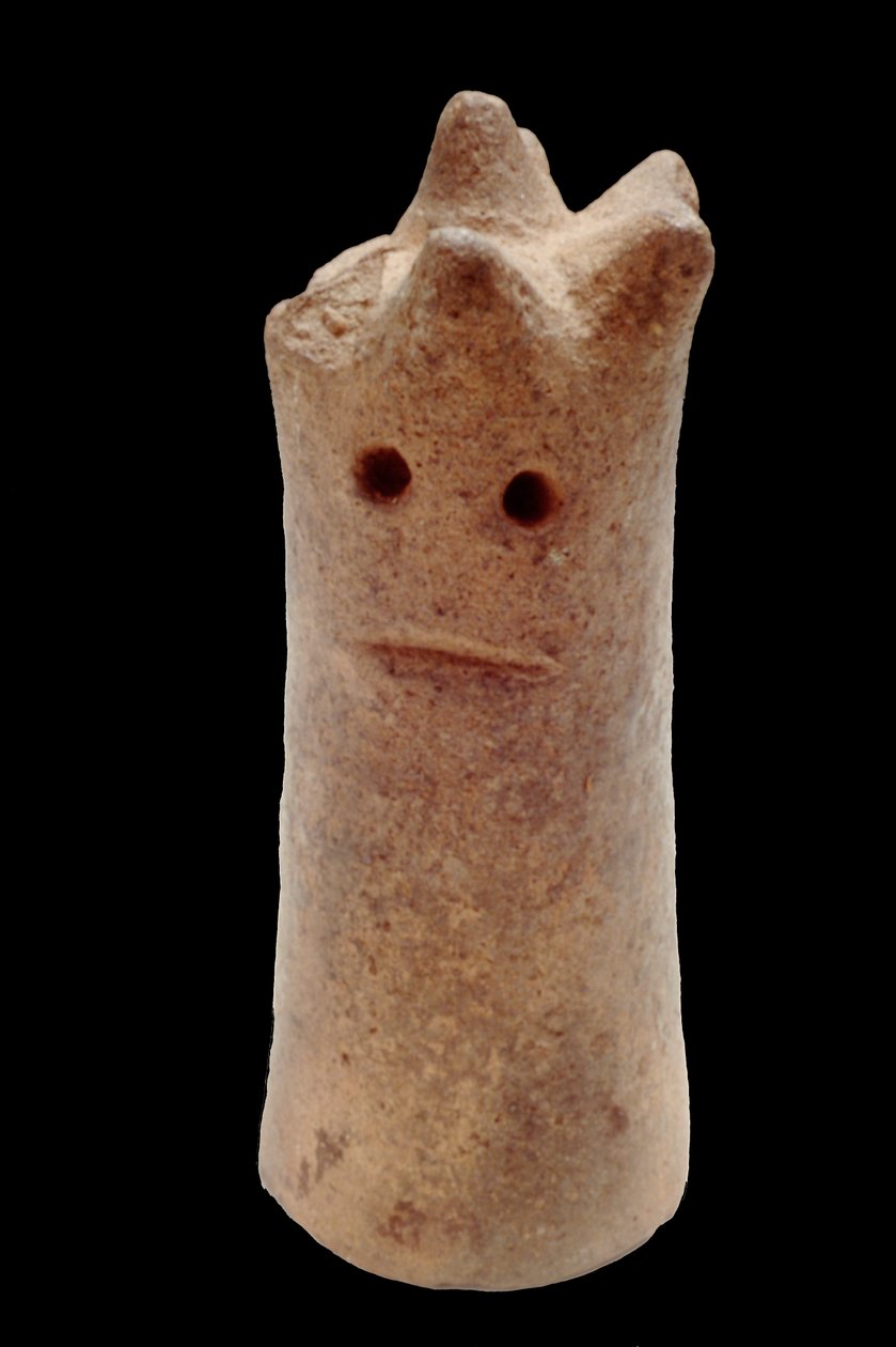 12〜15世紀のイフェ出身の円柱状の人間の頭（テラコッタ） 作： ヨルバ文化