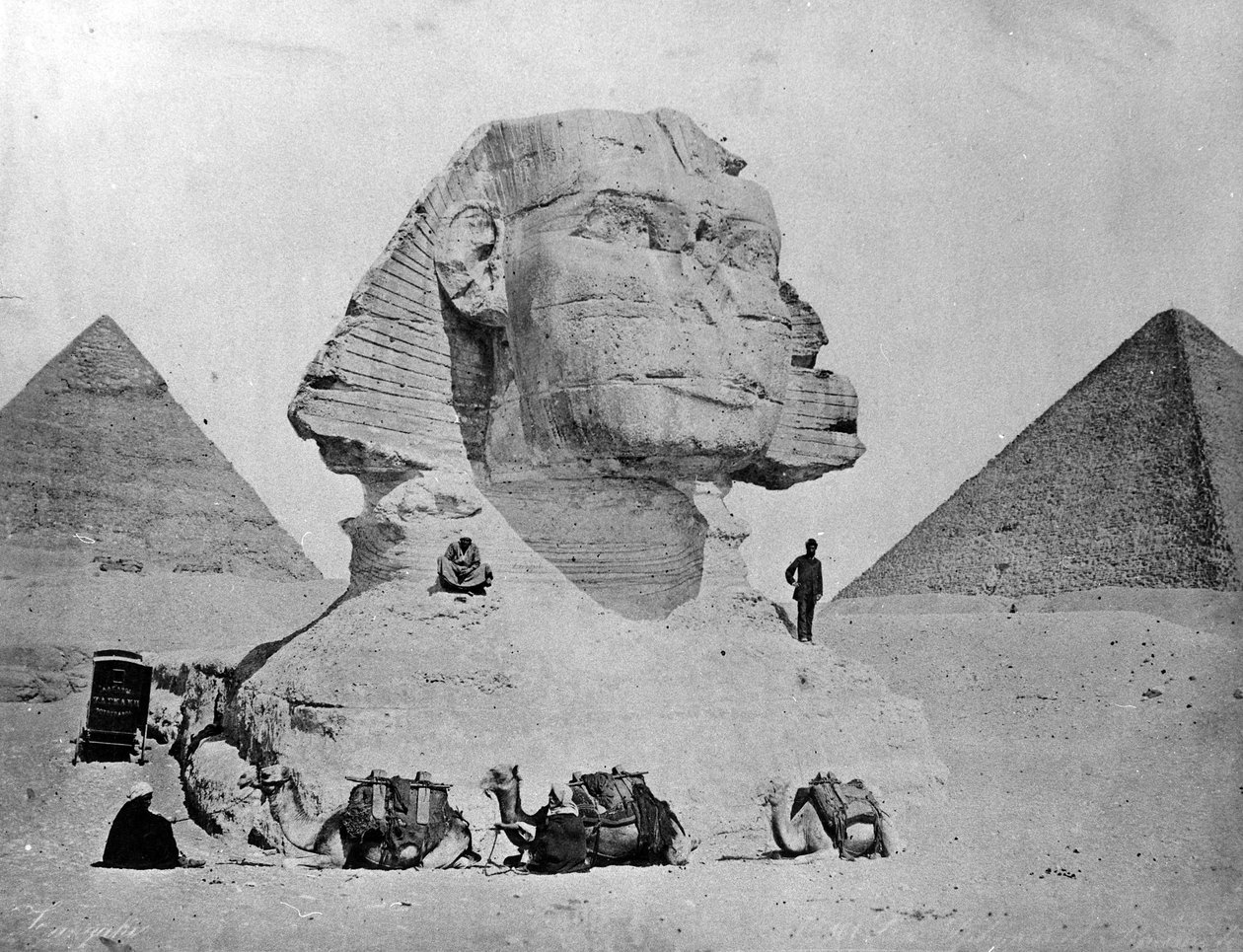 ギザでのスフィンクスとの自画像、1870年代後半 作： ザンガキ兄弟