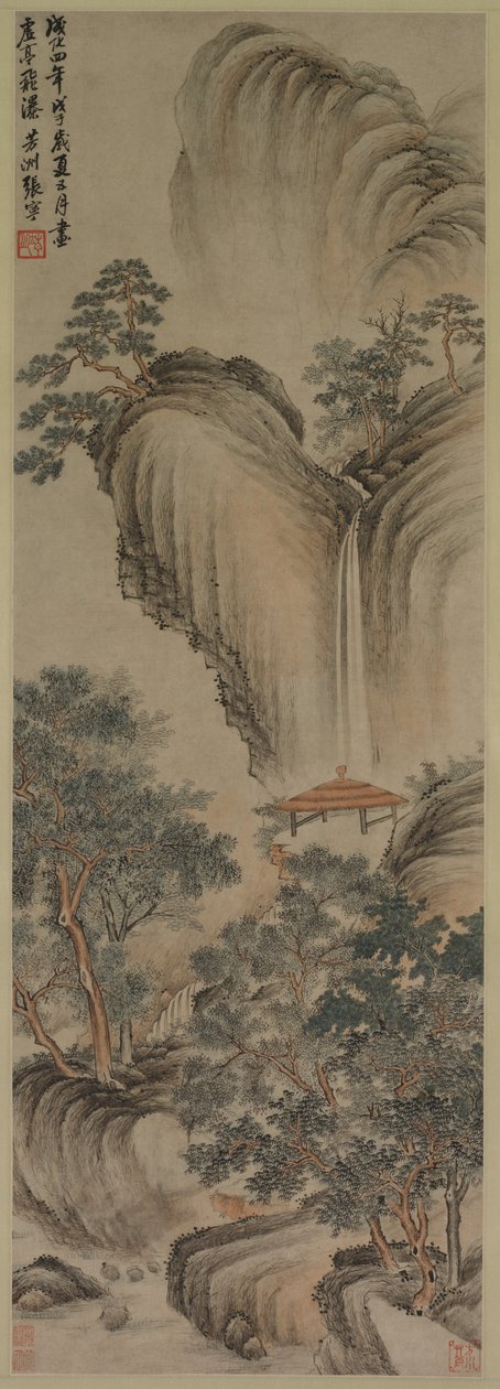 空の東屋と急流の滝 作： 張寧