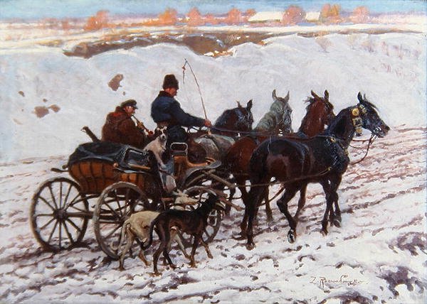 馬車（キャンバスに油彩） 作： Zygmunt Rozwadowski