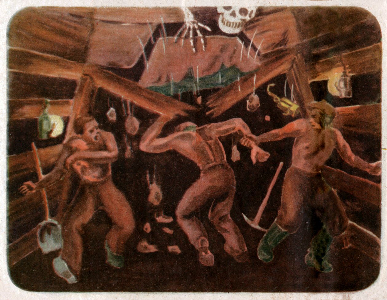 鉱山での事故、1950年頃 作： 。 。