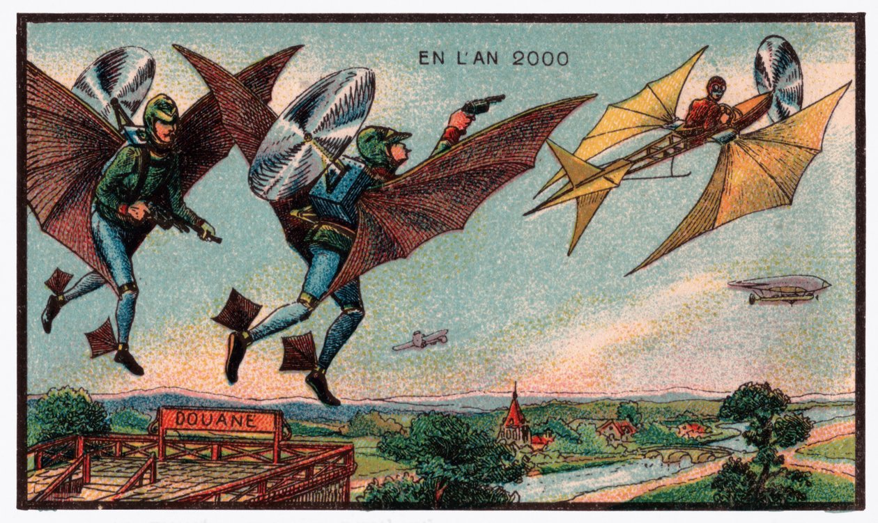 空飛ぶ税関職員、1910 年頃 作： 。 。