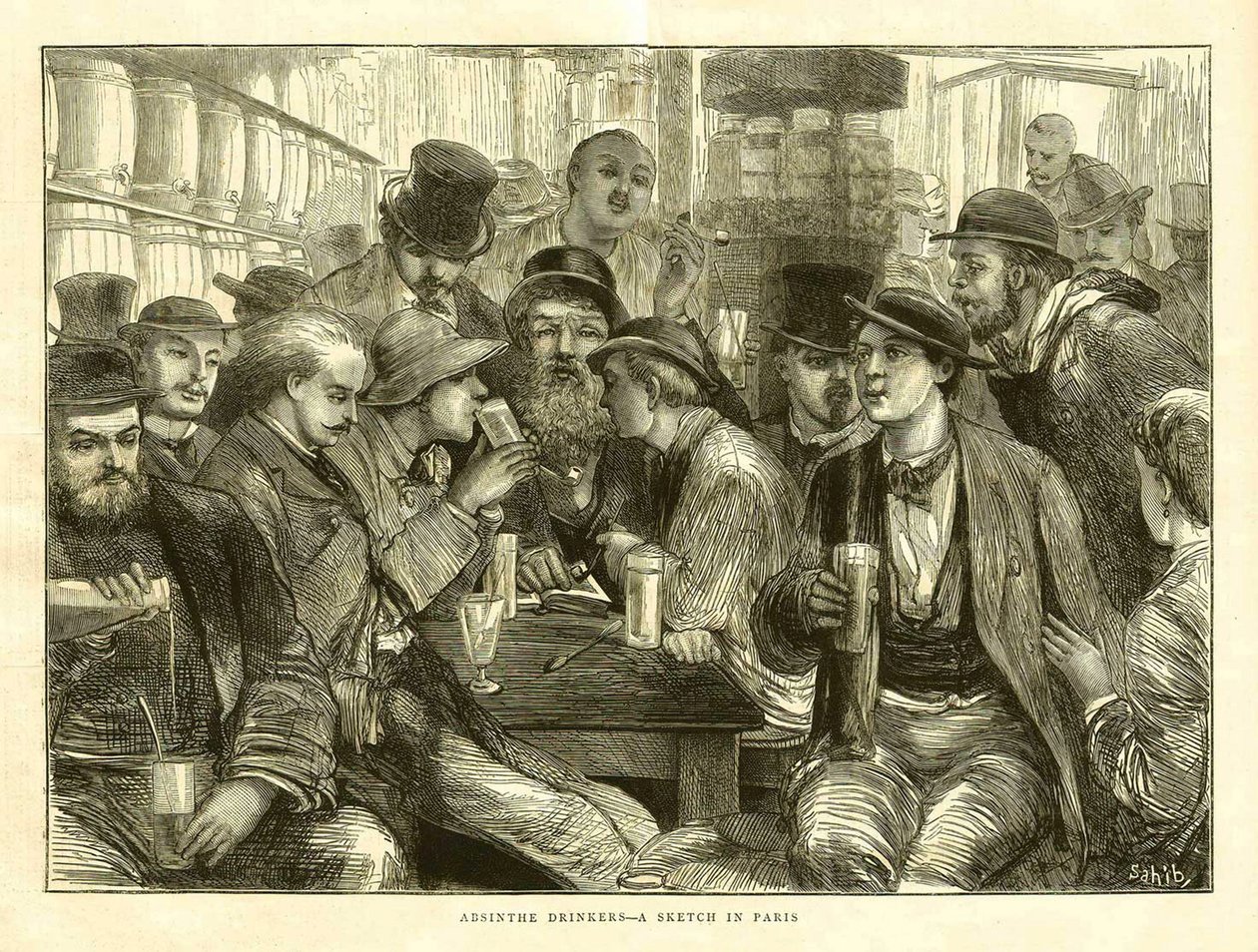 アブサンを飲む人たち（1872年パリ 作： フレデリック (帰属) バーナード