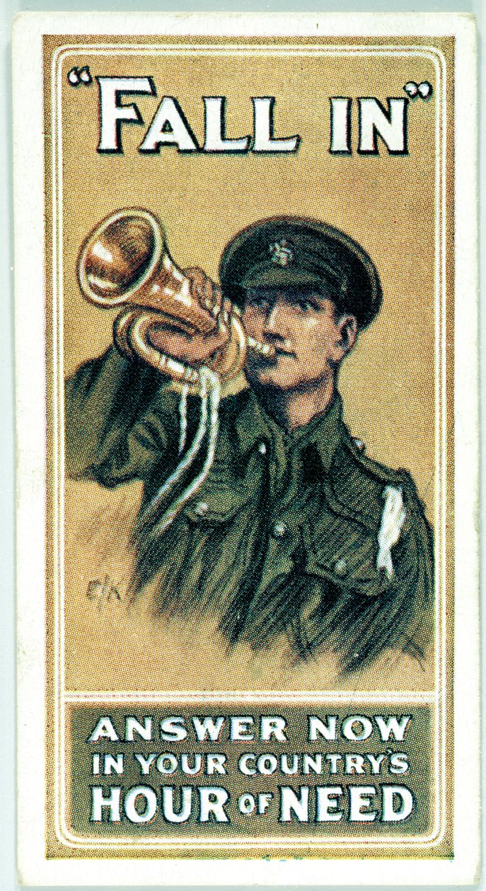 イギリス : シガレットカード - WW1リクルーティング 作： フェルディナンド・ゲオルグ・ヴァルドミュラー