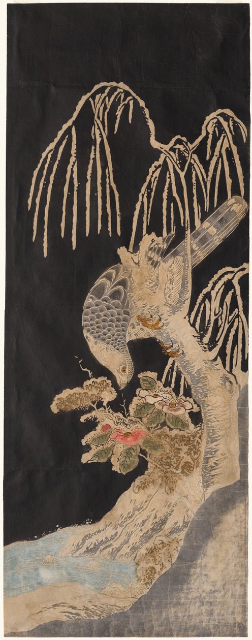 柳の鷹 作： 礒田湖斎による