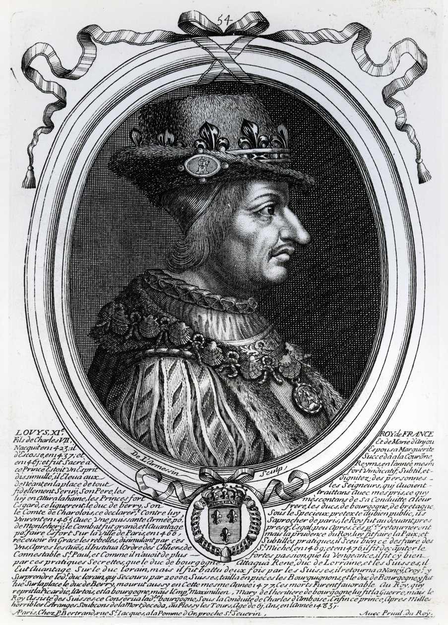 ルイ11世（1423-83）フランスの王、「ファラモンドからルイ14世までのフランスのすべての王のオーギュスト表現」、パリ、1679 作： ニコラスIIデラルメシン