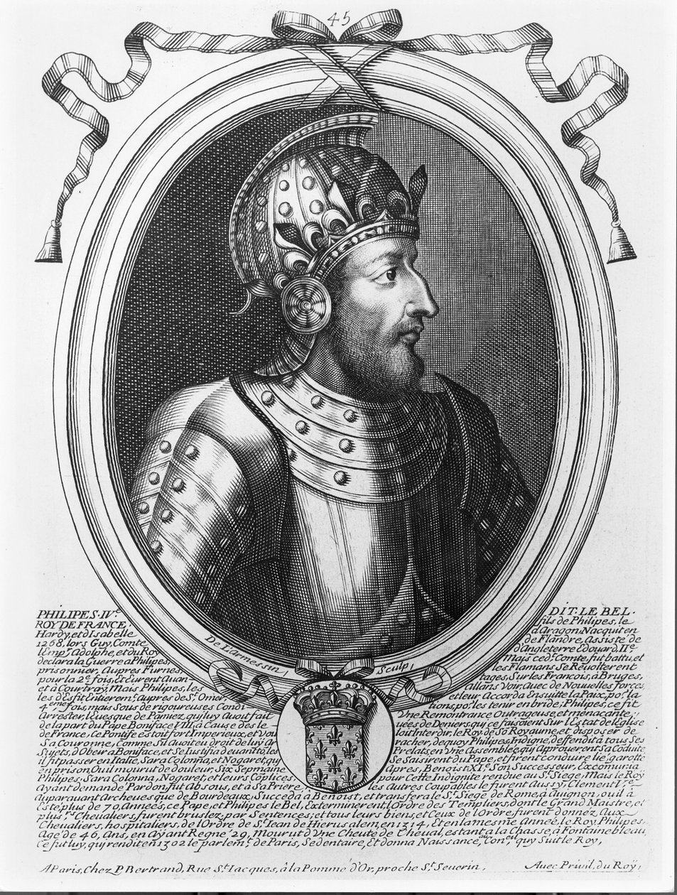フィリップIVザフェア（1268-1314）フランスの王、「オーモンドのフランス王、ファラモンドからルイ14世まで」、1679年 作： ニコラスIIデラルメシン