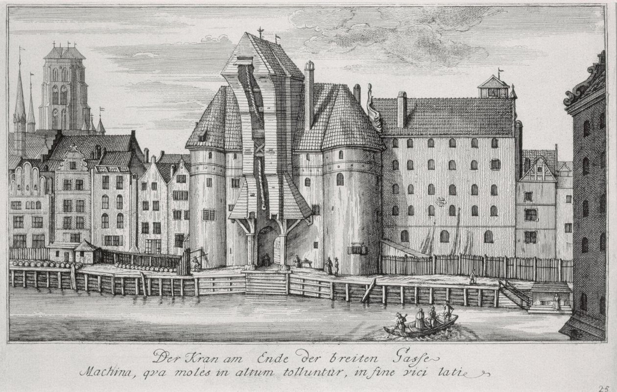 Matthaeus Deisch（1724-89）1761-65によって彫刻された「グダニスクの50の景色」からのクレーン 作： フリードリッヒ・アントン・ローマンまたはローマン