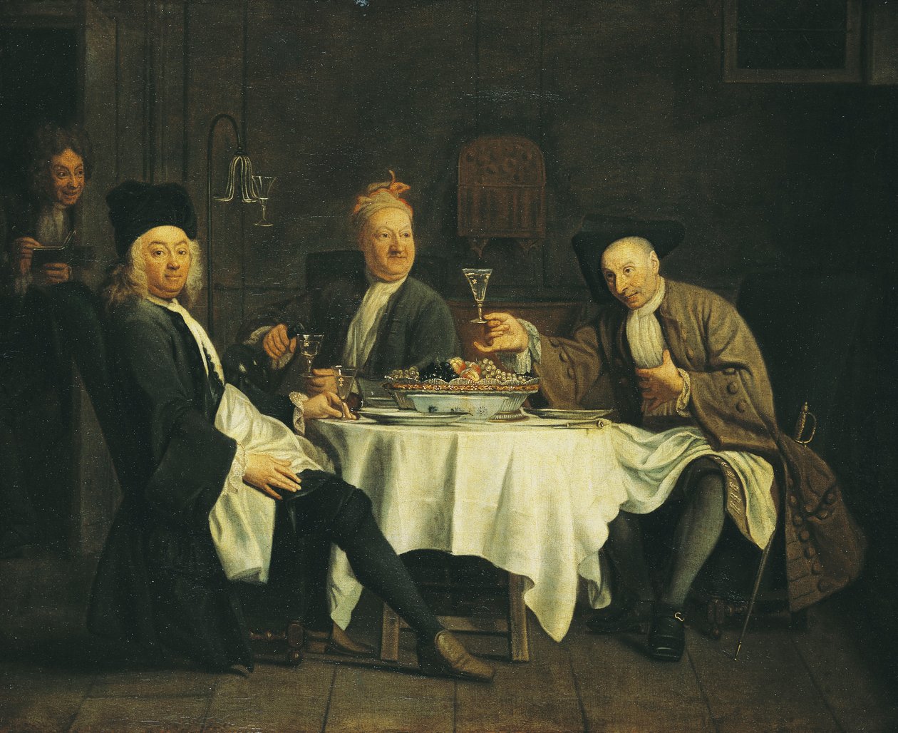 彼の友人、ジャンジョセフヴァード（1720-57）とチャールズコレ（1709-83）との食卓での詩人アレクシスピロン（1689-1773） 作： エティエンヌ・ジョーラト