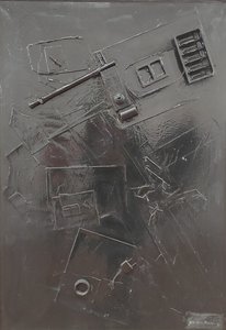 G.C.リッカルディ、Combustione n.1、1977年、ミクストメディア、キャンバス、60x80、アルピーノ、ウンベルト・マストロヤンニ財団、イタリア。 G.C.リッカルディ、Combustione n.1、1977年、ミクストメディア、キャンバス、60x80、アルピーノ、ウンベルト・マストロヤンニ財団、イタリア。