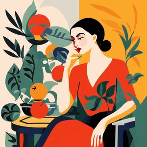 マティススタイルの絵画の椅子の女の子|オンライン額装壁アートプリント マティススタイルの絵画の椅子の女の子|オンライン額装壁アートプリント