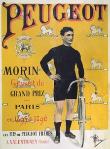 サイクル「プジョー」を宣伝するポスター、1896