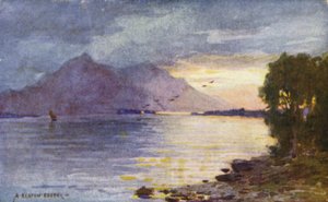 水っぽい夕日、リーン湖、キラーニー