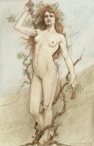 ブドウと女性のヌード