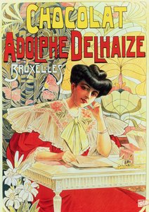 アドルフデルハイズチョコレートの広告ポスター、1900年頃
