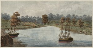 シドニーコーブ、1788年（手彩色の銅版画）