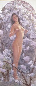 花に囲まれたヌード